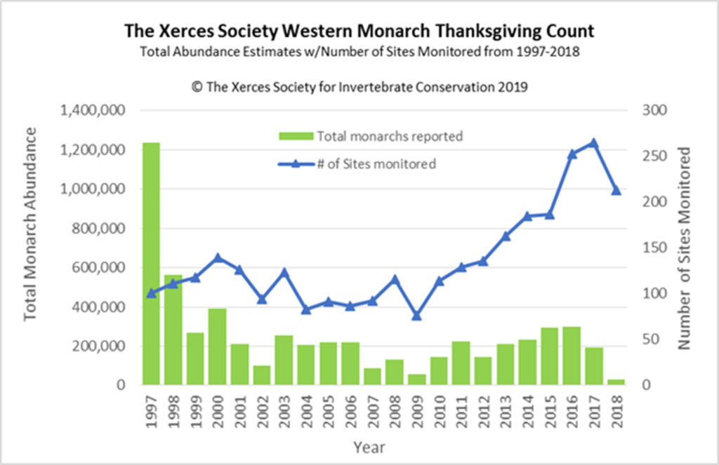 Monarch Thanksgiving count by Xerces Society.